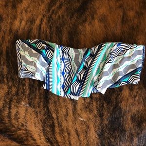 Pattern Print Strapless Swim Top